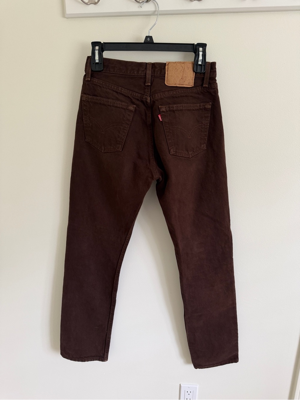 LEVIS HIGH WAIST STRAIGHT LEG DENIM CHOCOLATE BROWN